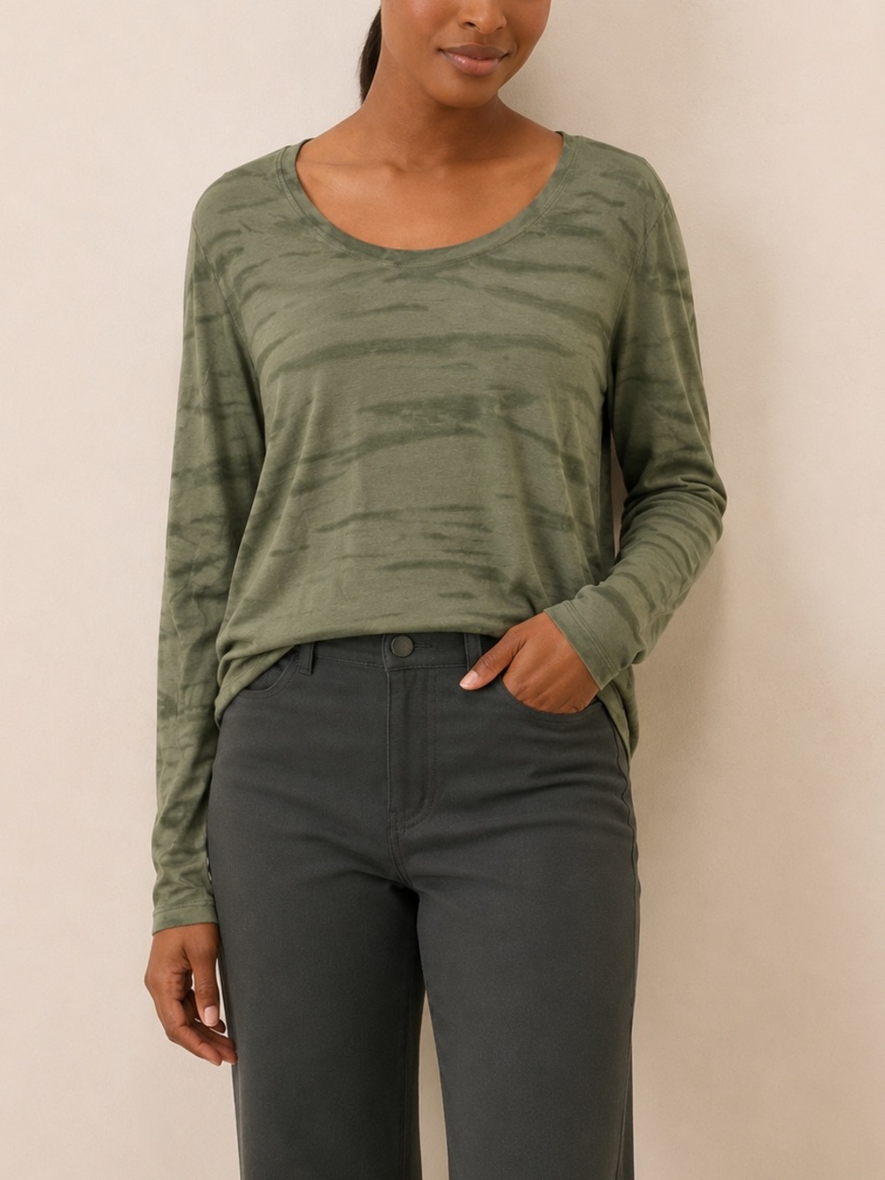 Pact Organic Long Sleeve Green Tee